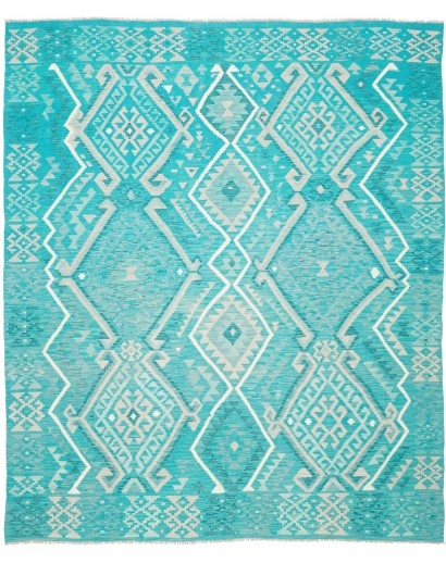 Tappeto Kilim Afghanistan azzurro bianco 248x291