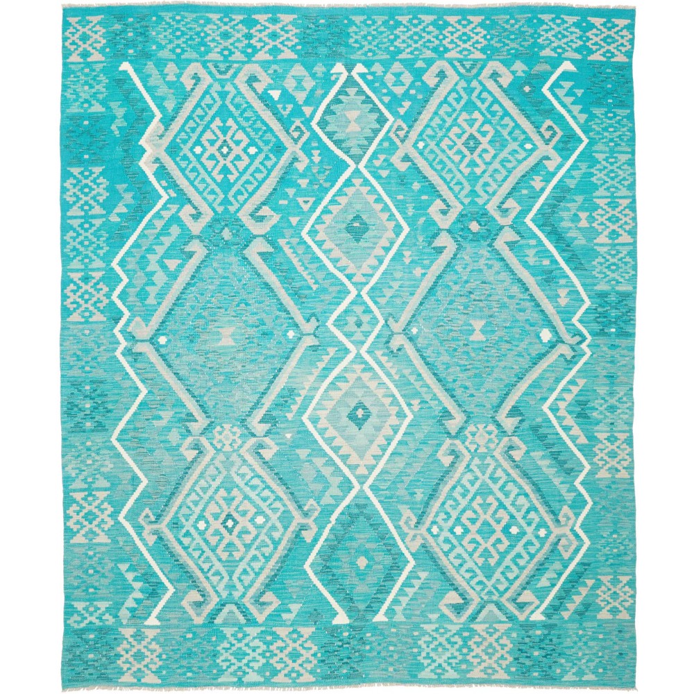 Tappeto Kilim Afghanistan azzurro bianco 248x291
