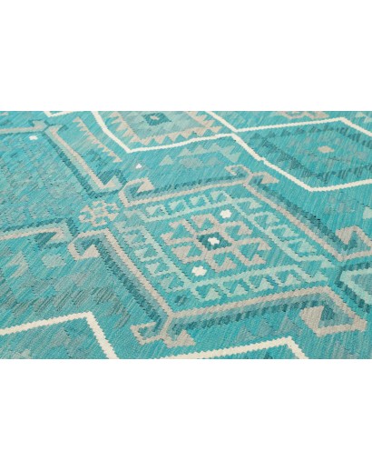 Tappeto Kilim Afghanistan azzurro bianco 248x291