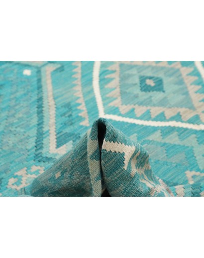 Tappeto Kilim Afghanistan azzurro bianco 248x291