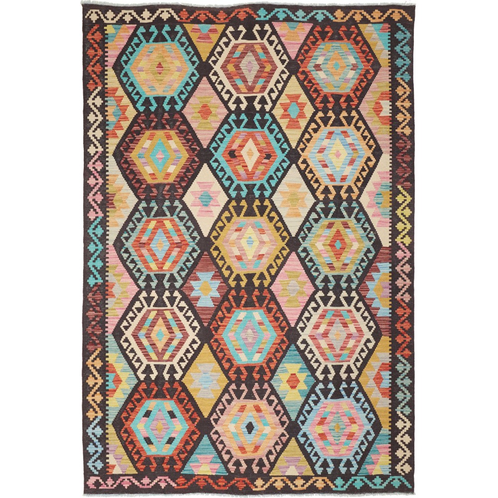 Tappeto Kilim Afghanistan marrone grigio 169x247