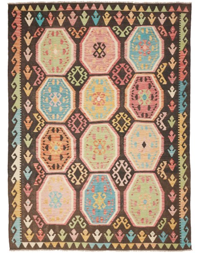 Tappeto Kilim Afghanistan marrone bianco 175x239