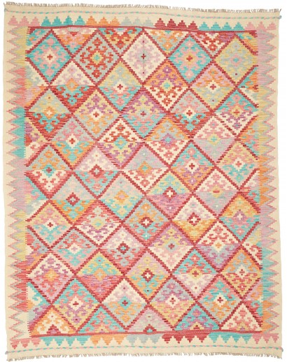 Tappeto Kilim Afghanistan beige giallo 186x235