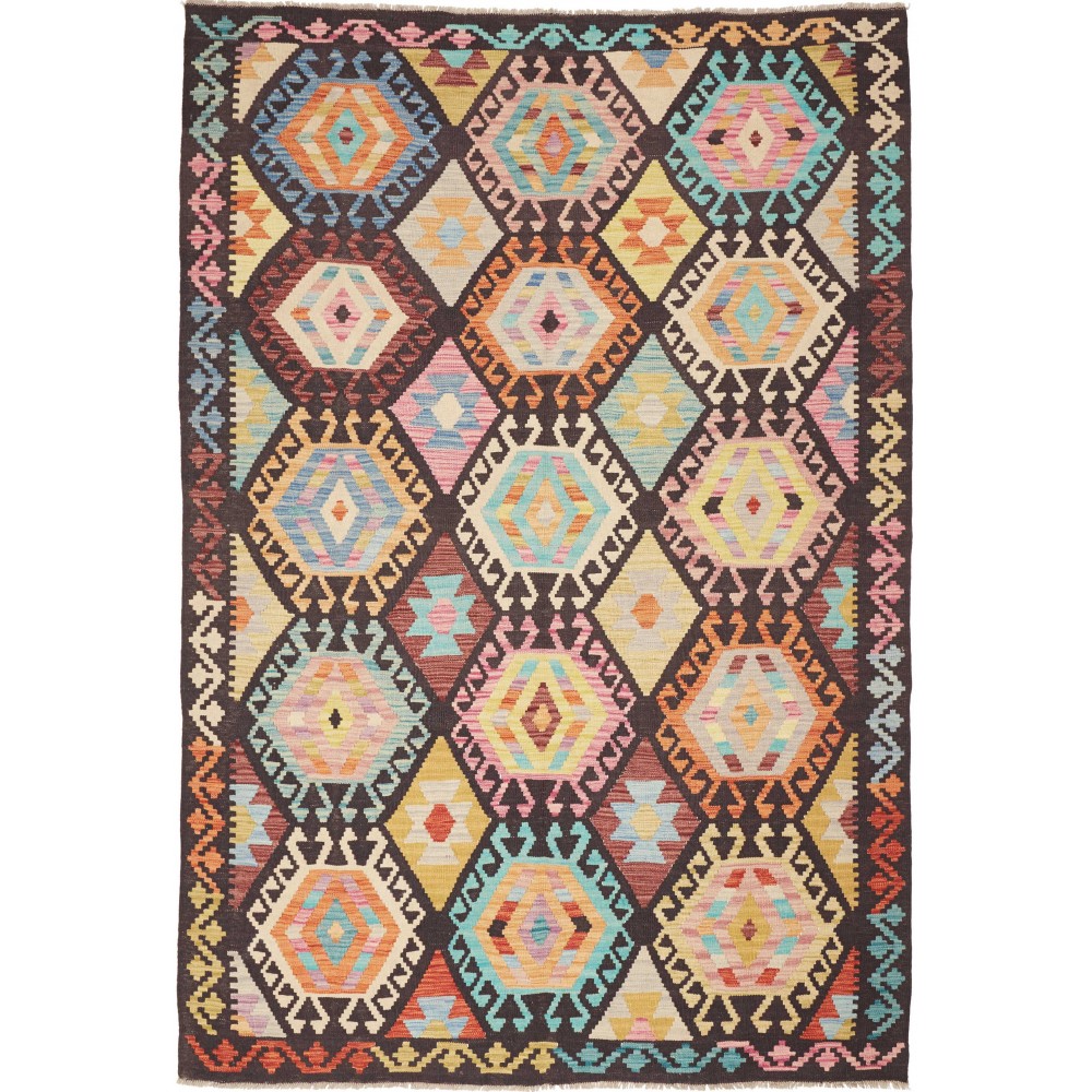 Tappeto Kilim Afghanistan marrone grigio 169x247