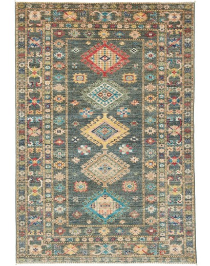 Tappeto Kazak Fine Pakistan bianco grigio 125x181