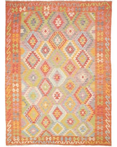 Tappeto Kilim Afghanistan marrone arancione 184x251