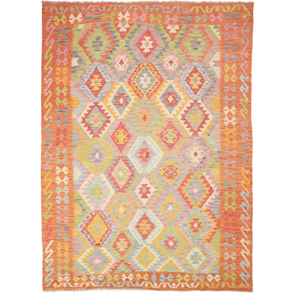 Tappeto Kilim Afghanistan marrone arancione 184x251