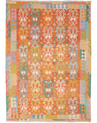 Tappeto Kilim Afghanistan arancione marrone 176x250