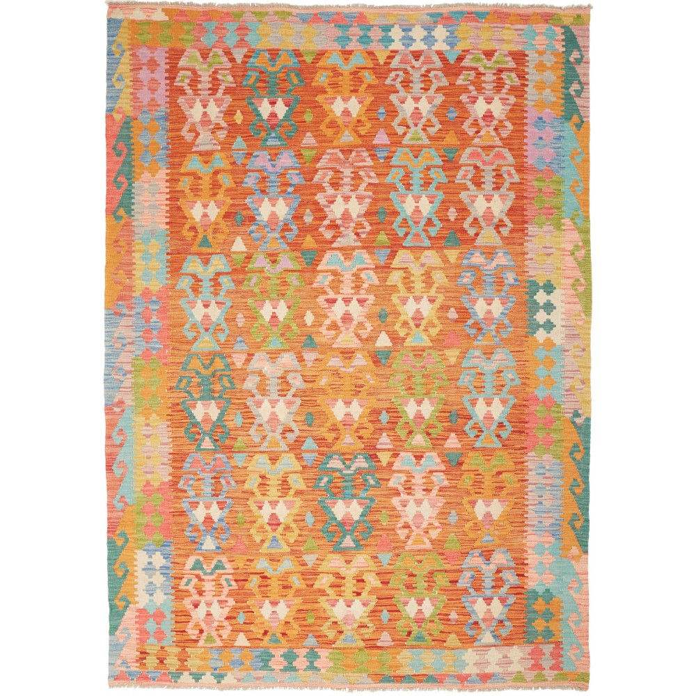 Tappeto Kilim Afghanistan arancione marrone 176x250