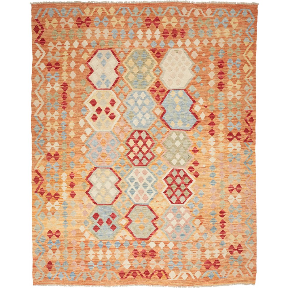 Tappeto Kilim Afghanistan marrone arancione 188x230 Tappeto Kilim Afghanistan marrone arancione 188x230