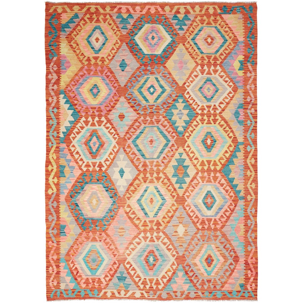 Tappeto Kilim Afghanistan marrone rosso 177x252
