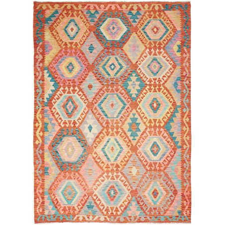 Tappeto Kilim Afghanistan marrone rosso 177x252