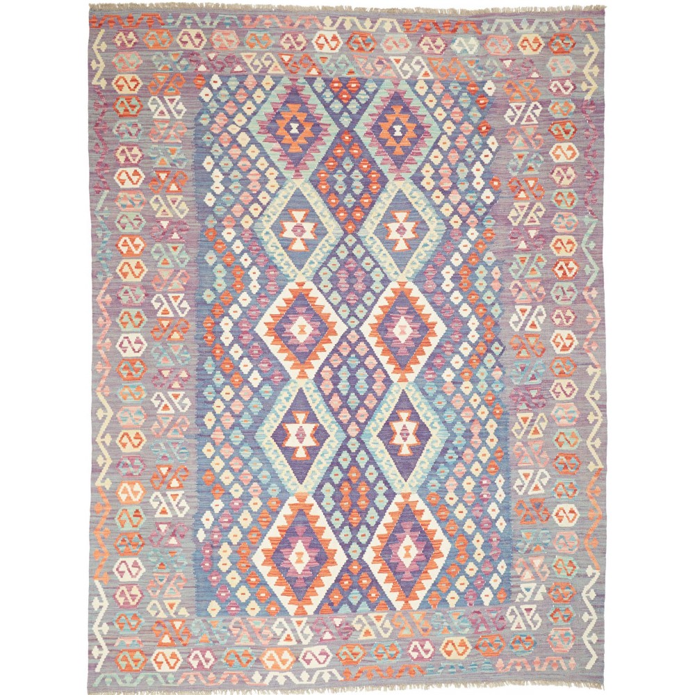 Tappeto Kilim Afghanistan azzurro beige 187x245 Tappeto Kilim Afghanistan azzurro beige 187x245