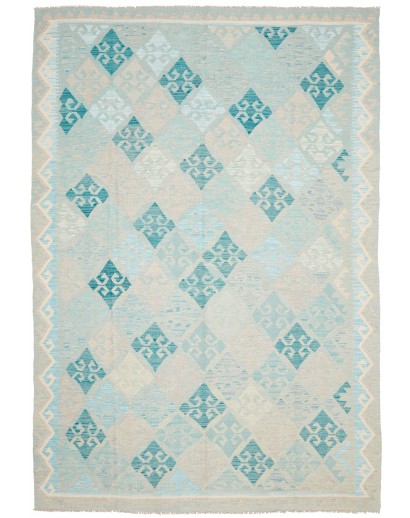Tappeto Kilim Afghanistan bianco blu 205x297