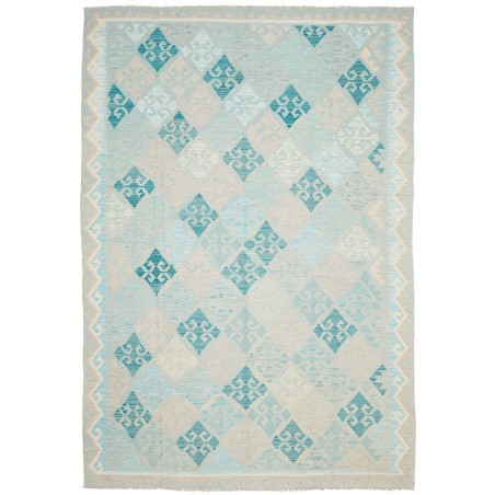 Tappeto Kilim Afghanistan bianco blu 205x297