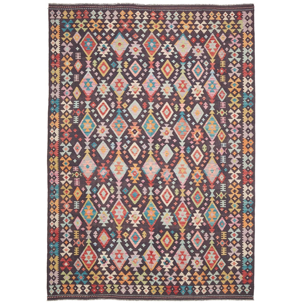 Tappeto Kilim Afghanistan azzurro marrone 207x298
