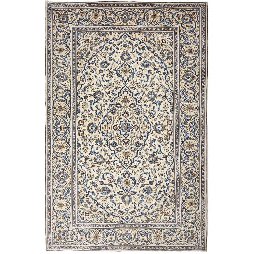 Tappeto Kashan Persia bianco grigio 195x305 Tappeto Kashan Persia bianco grigio 195x305