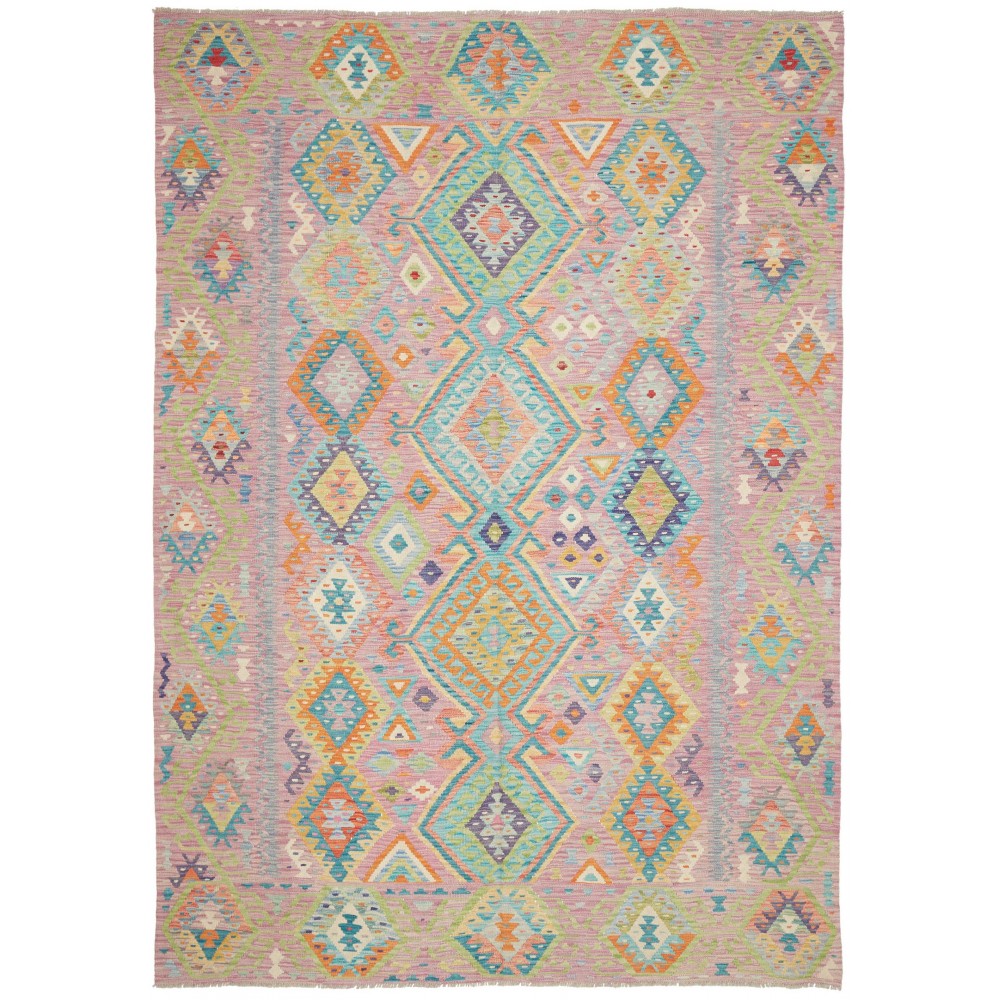 Tappeto Kilim Afghanistan marrone grigio 211x291