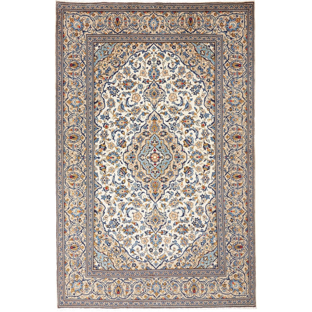Tappeto Kashan Persia bianco verde 193x295 Tappeto Kashan Persia bianco verde 193x295