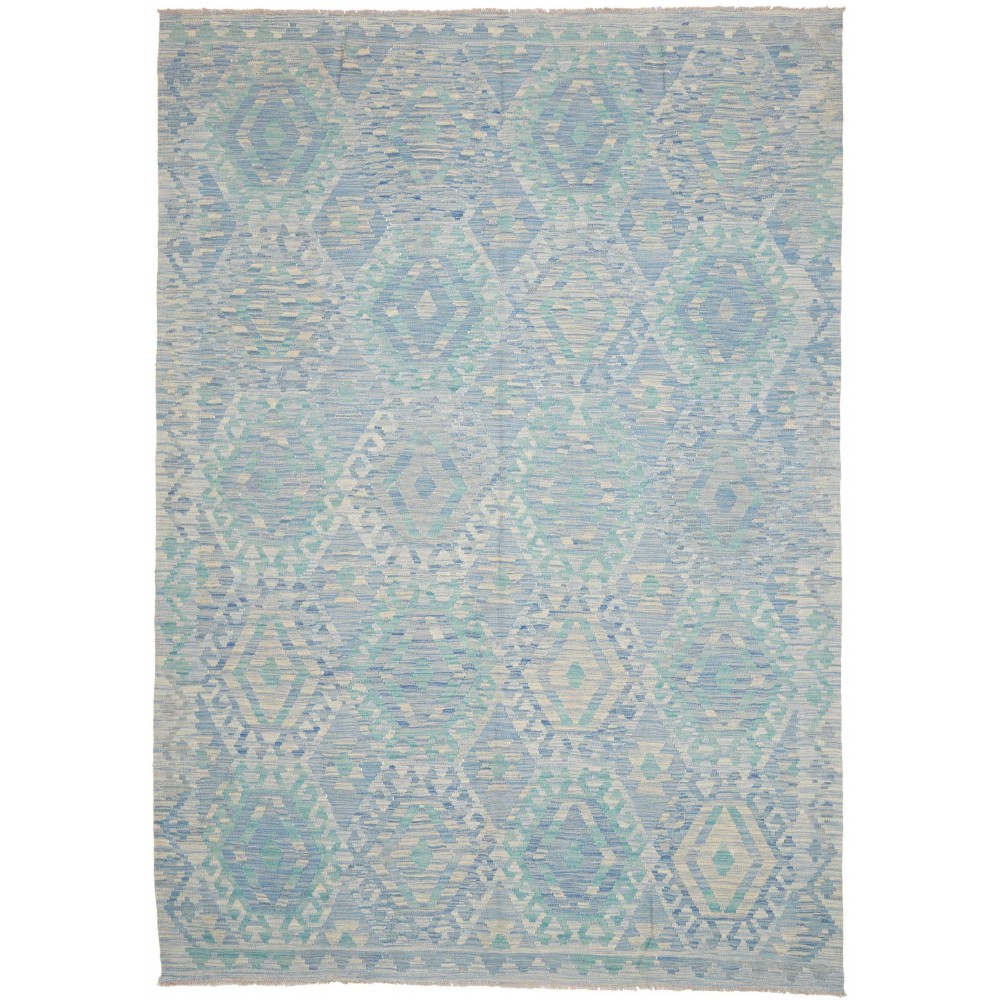 Tappeto Kilim Afghanistan azzurro bianco 204x297