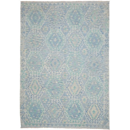 Tappeto Kilim Afghanistan azzurro bianco 204x297