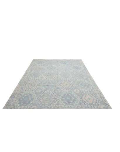 Tappeto Kilim Afghanistan azzurro bianco 204x297