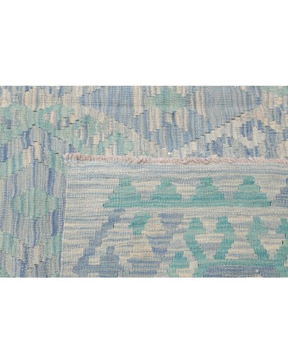 Tappeto Kilim Afghanistan azzurro bianco 204x297
