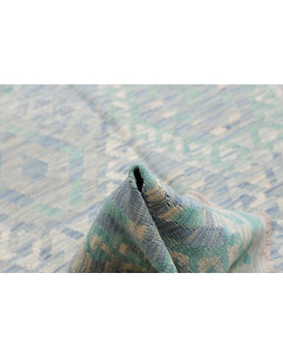 Tappeto Kilim Afghanistan azzurro bianco 204x297