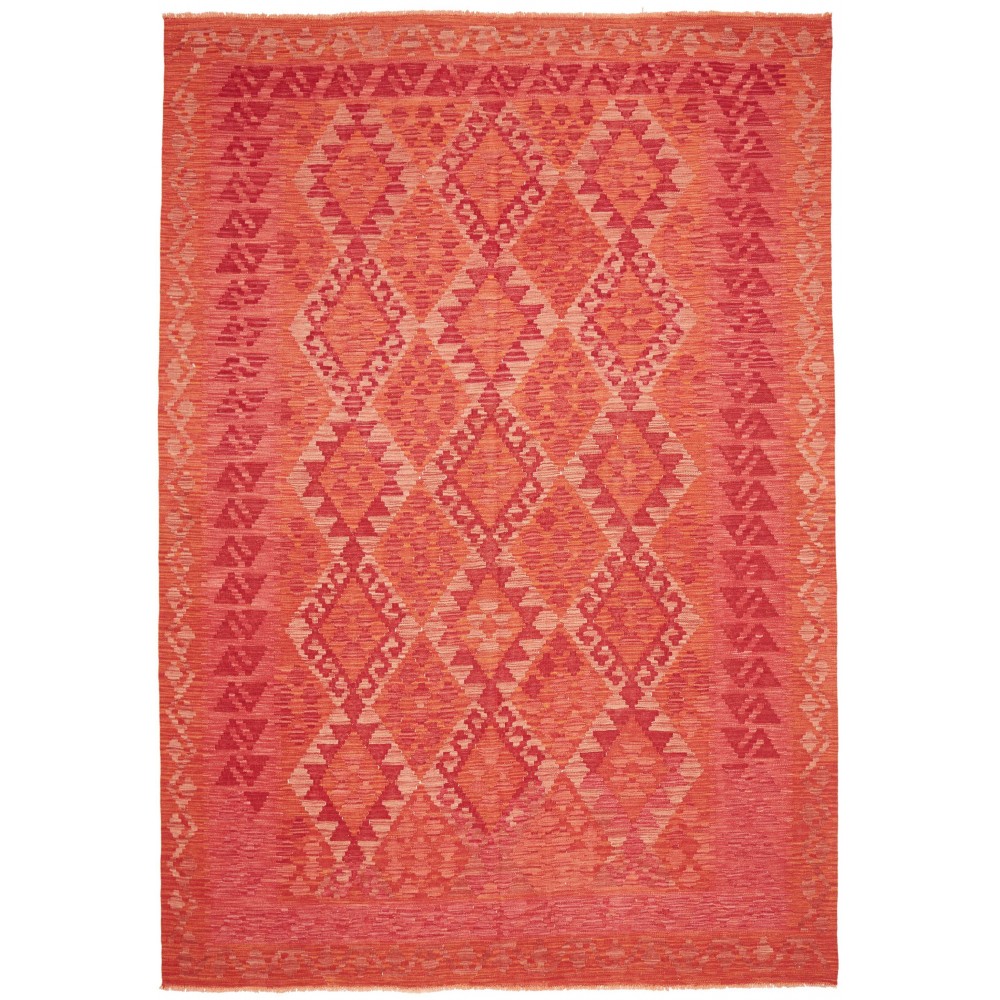 Tappeto Kilim Afghanistan rosso bianco 206x294