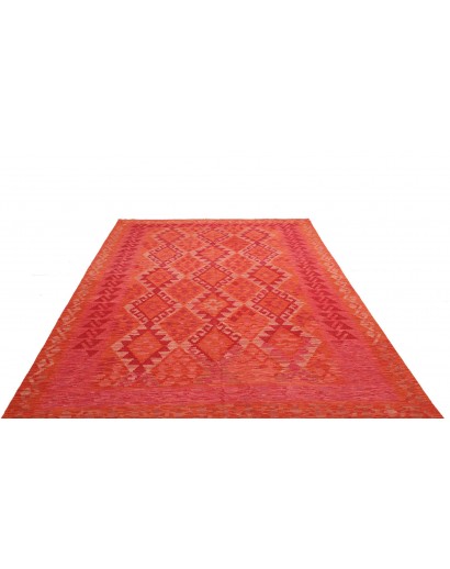 Tappeto Kilim Afghanistan rosso bianco 206x294