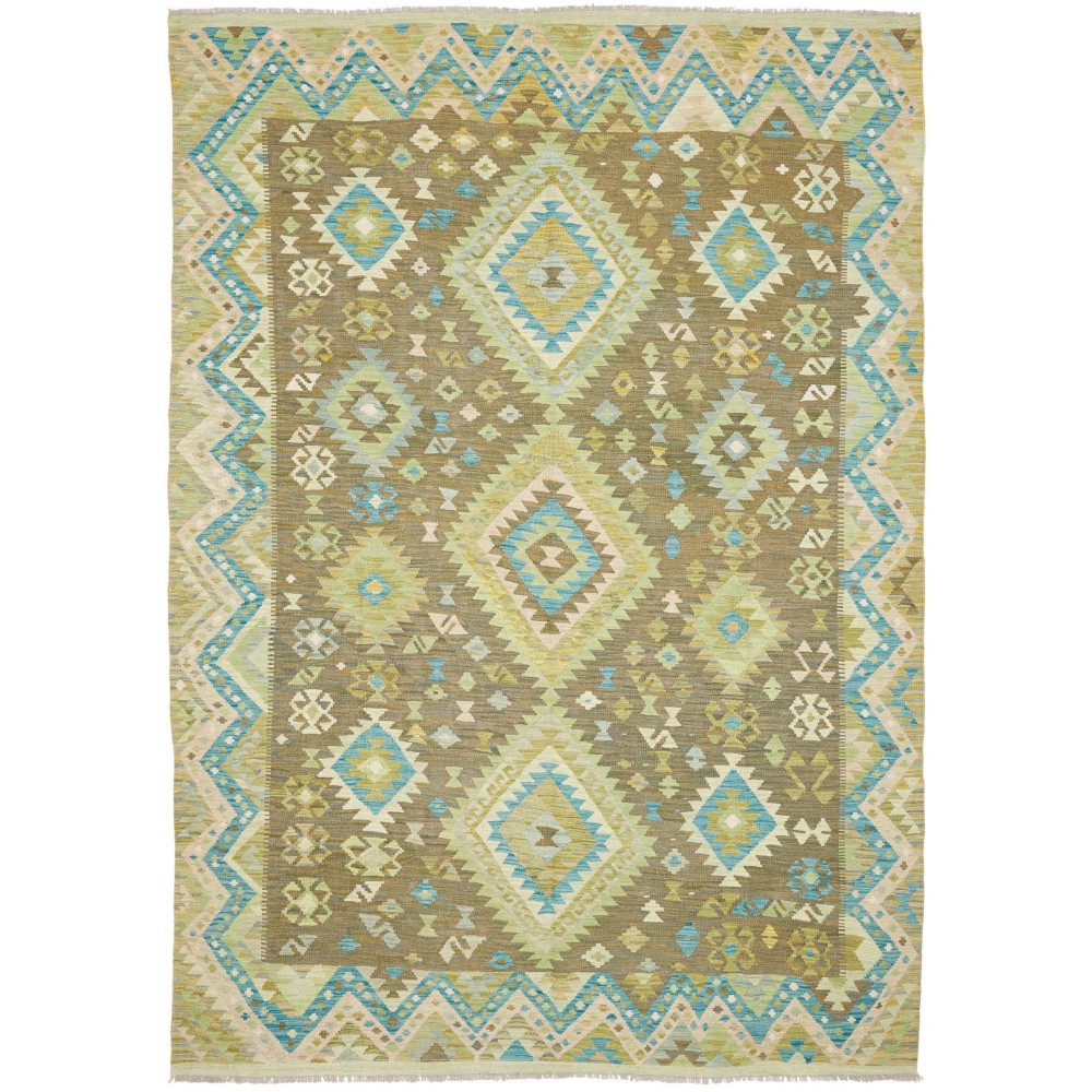 Tappeto Kilim Afghanistan marrone grigio 207x291