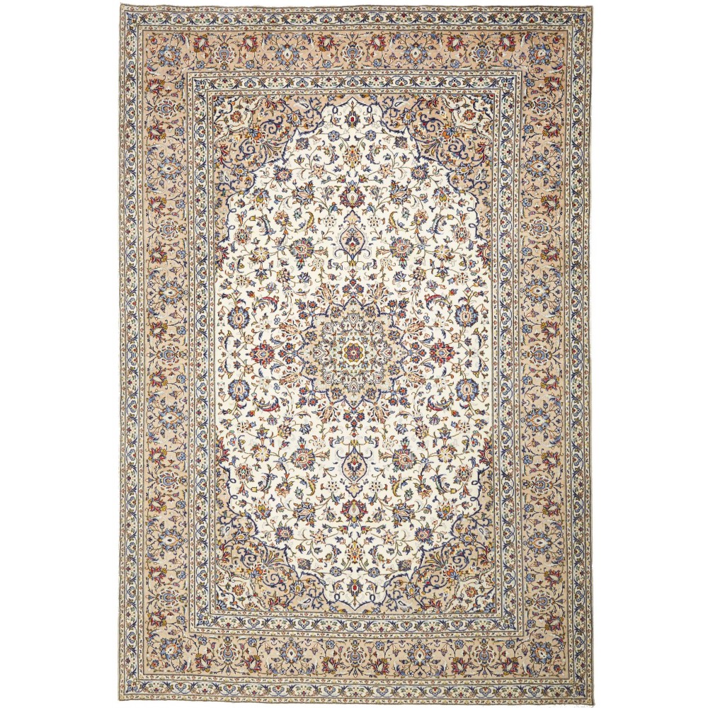 Tappeto Kashan Persia bianco grigio 202x322 Tappeto Kashan Persia bianco grigio 202x322