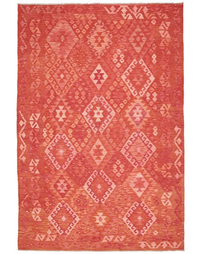 Tappeto Kilim Afghanistan rosso arancione 203x306