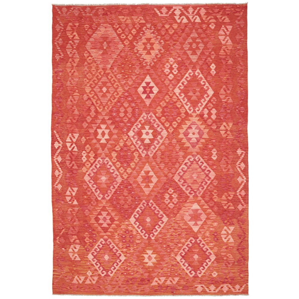 Tappeto Kilim Afghanistan rosso arancione 203x306