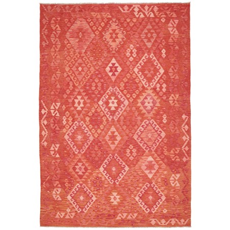 Tappeto Kilim Afghanistan rosso arancione 203x306