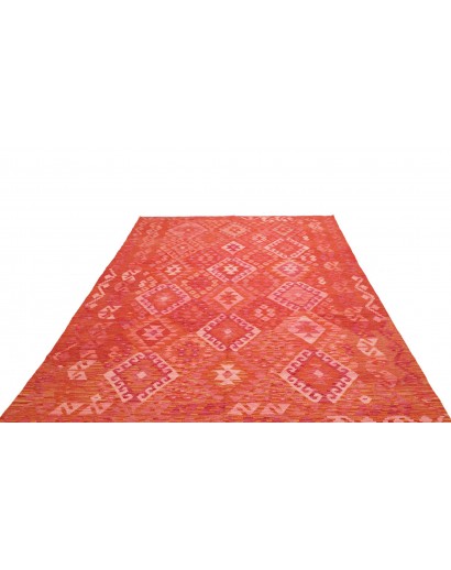 Tappeto Kilim Afghanistan rosso arancione 203x306