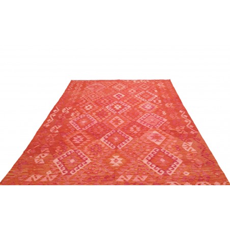 Tappeto Kilim Afghanistan rosso arancione 203x306