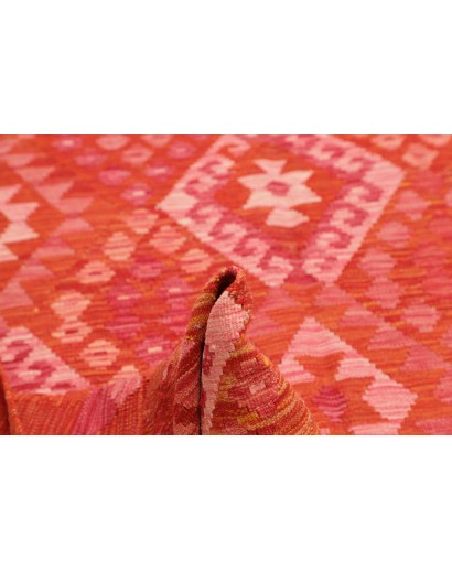 Tappeto Kilim Afghanistan rosso arancione 203x306