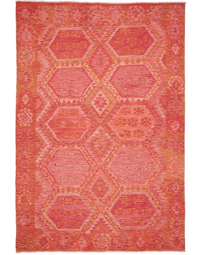 Tappeto Kilim Afghanistan rosso arancione 208x307