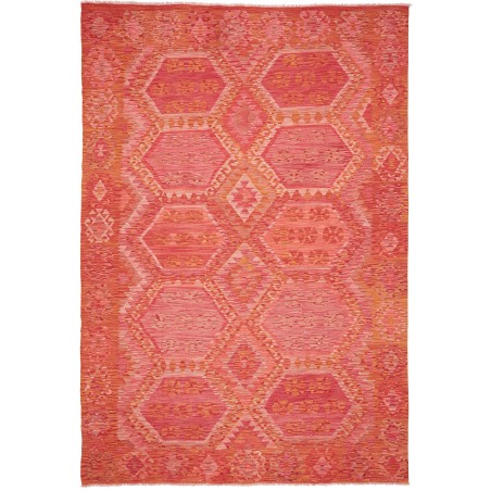 Tappeto Kilim Afghanistan rosso arancione 208x307