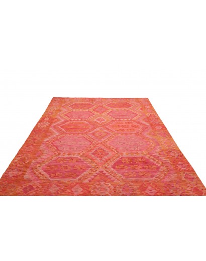 Tappeto Kilim Afghanistan rosso arancione 208x307