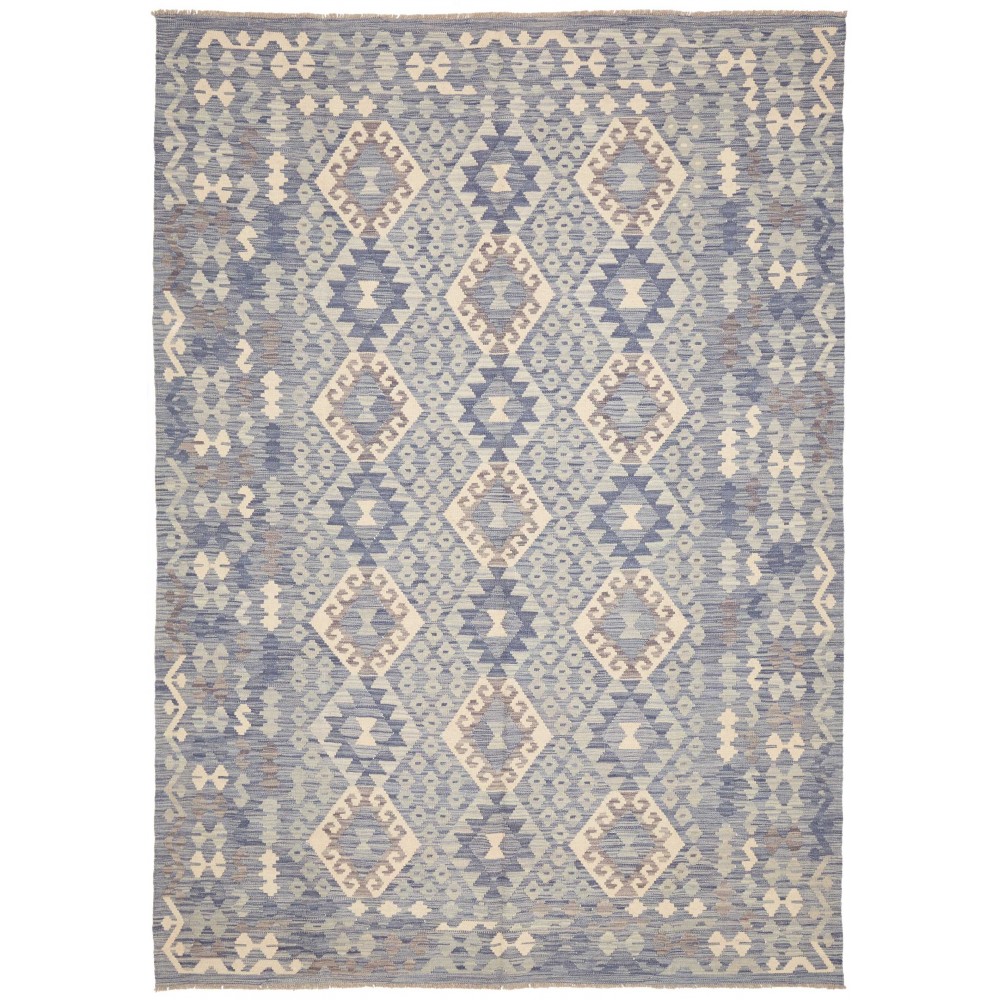 Tappeto Kilim Afghanistan azzurro bianco 204x291