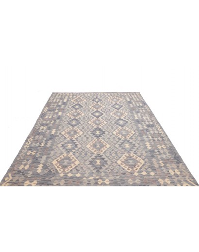 Tappeto Kilim Afghanistan azzurro bianco 204x291