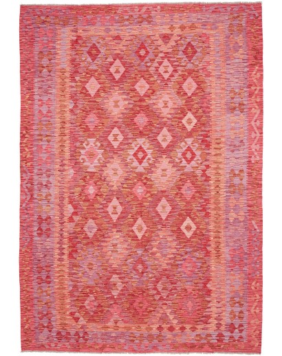 Tappeto Kilim Afghanistan rosso marrone 206x299