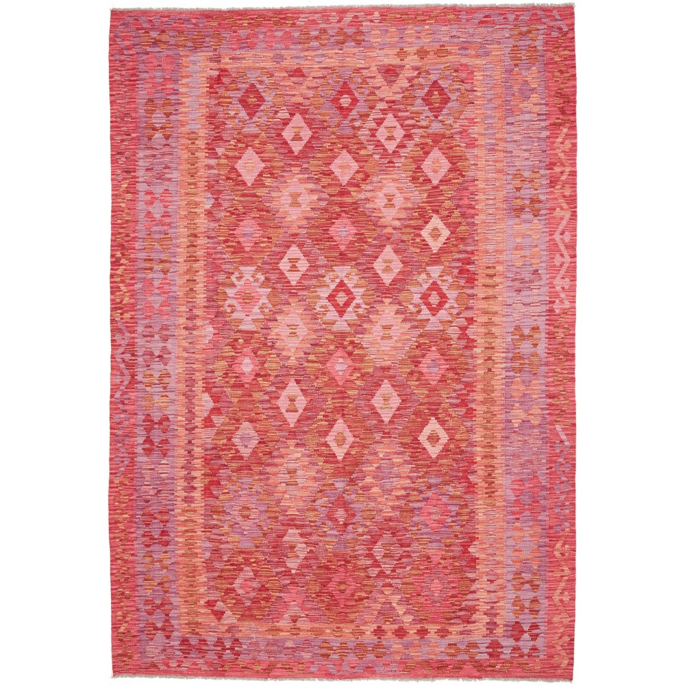 Tappeto Kilim Afghanistan rosso marrone 206x299
