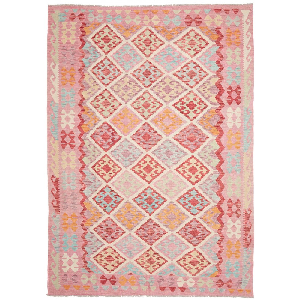 Tappeto Kilim Afghanistan marrone bianco 208x292