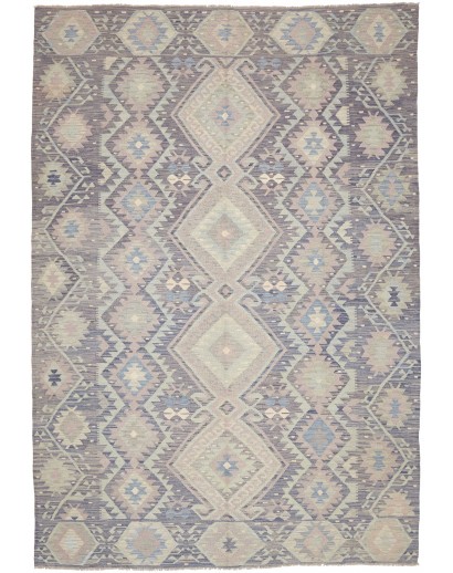 Tappeto Kilim Afghanistan azzurro bianco 202x296