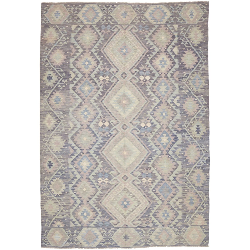 Tappeto Kilim Afghanistan azzurro bianco 202x296