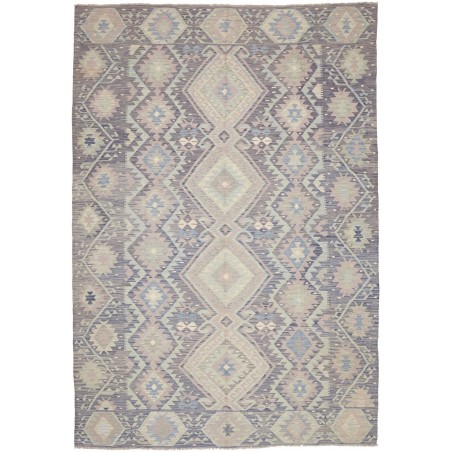 Tappeto Kilim Afghanistan azzurro bianco 202x296