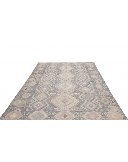Tappeto Kilim Afghanistan azzurro bianco 202x296